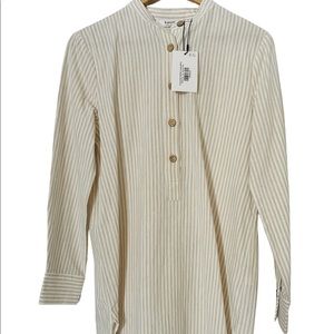 B.Young Long, casual, and comfortable button down shirt.